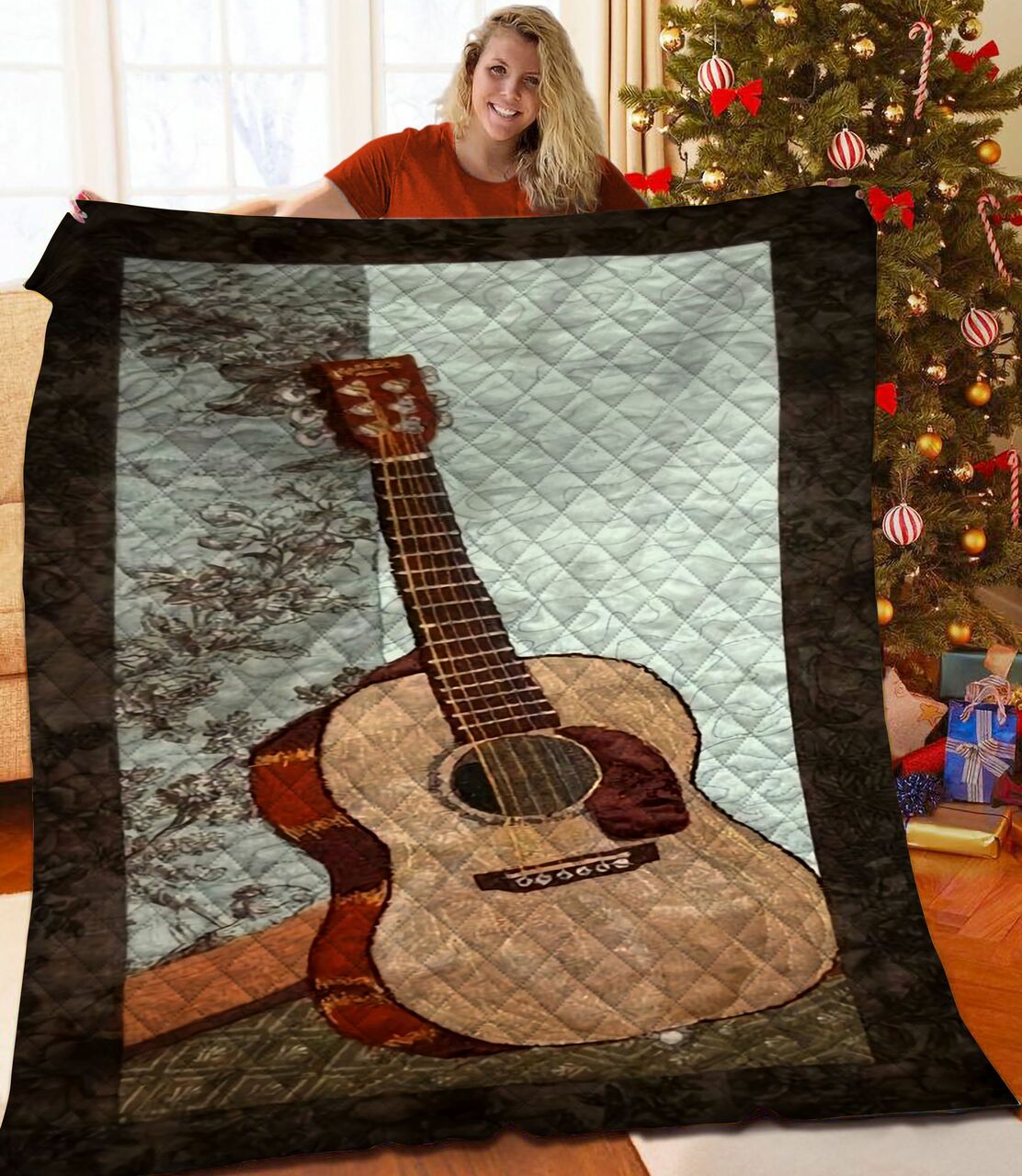 Personalized Guitar Quilt Bedding Set for a Meaningful and Memorable Family Gift