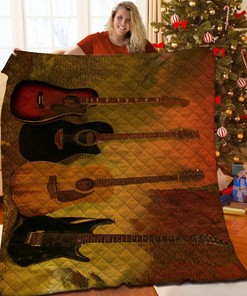 Personalized Guitar Theme Bedding Set with Custom Name for Family Gift and Decor