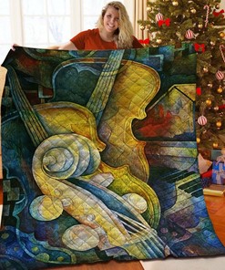 Personalized Guitar Theme Quilt Bedding Set for Home Decoration and Gift Giving