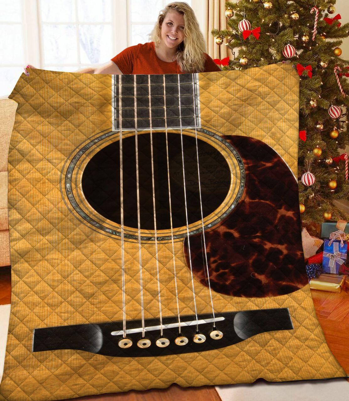 Personalized Guitar Theme Quilt Bedding Set for a One-of-a-Kind Bedroom Decor