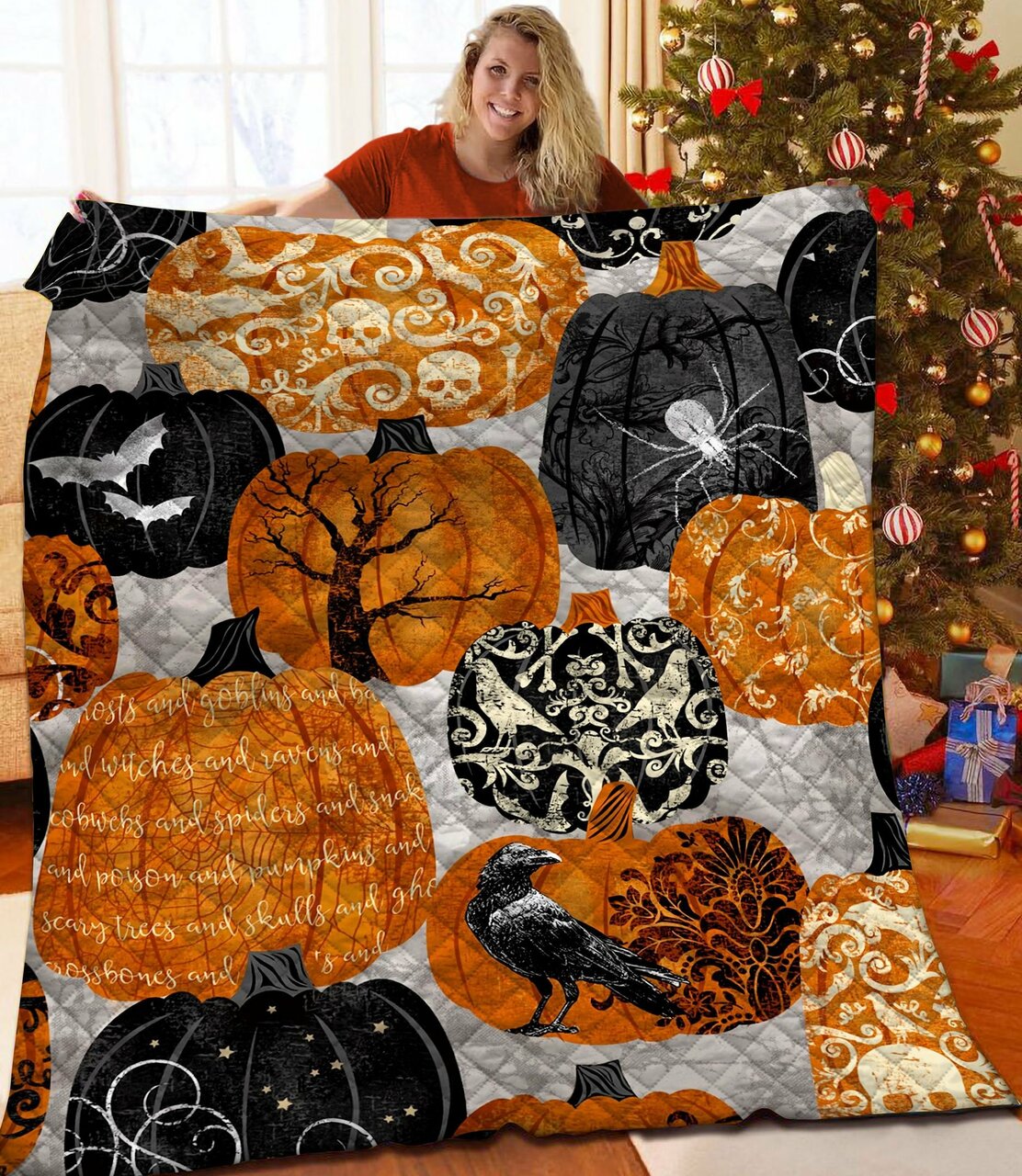 Personalized Halloween Blanket - Great for Bedroom Decor and Family Gifts
