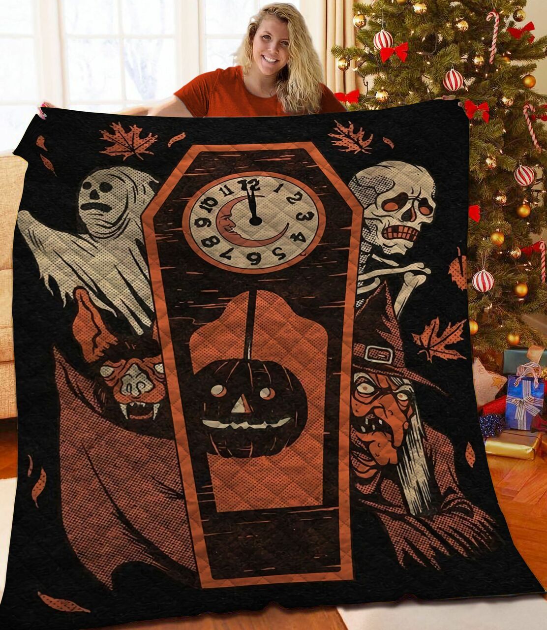 Personalized Halloween Blanket Set - Great for Bedroom Decor and Family Gifts