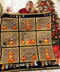 Personalized Halloween Quilted Bedding and Pillow Set - Great for Bedroom Decor and Family Gifts