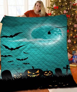 Personalized Halloween Quilted Blanket and Pillow Shams - Great for Bedroom Decor and Family Gifts