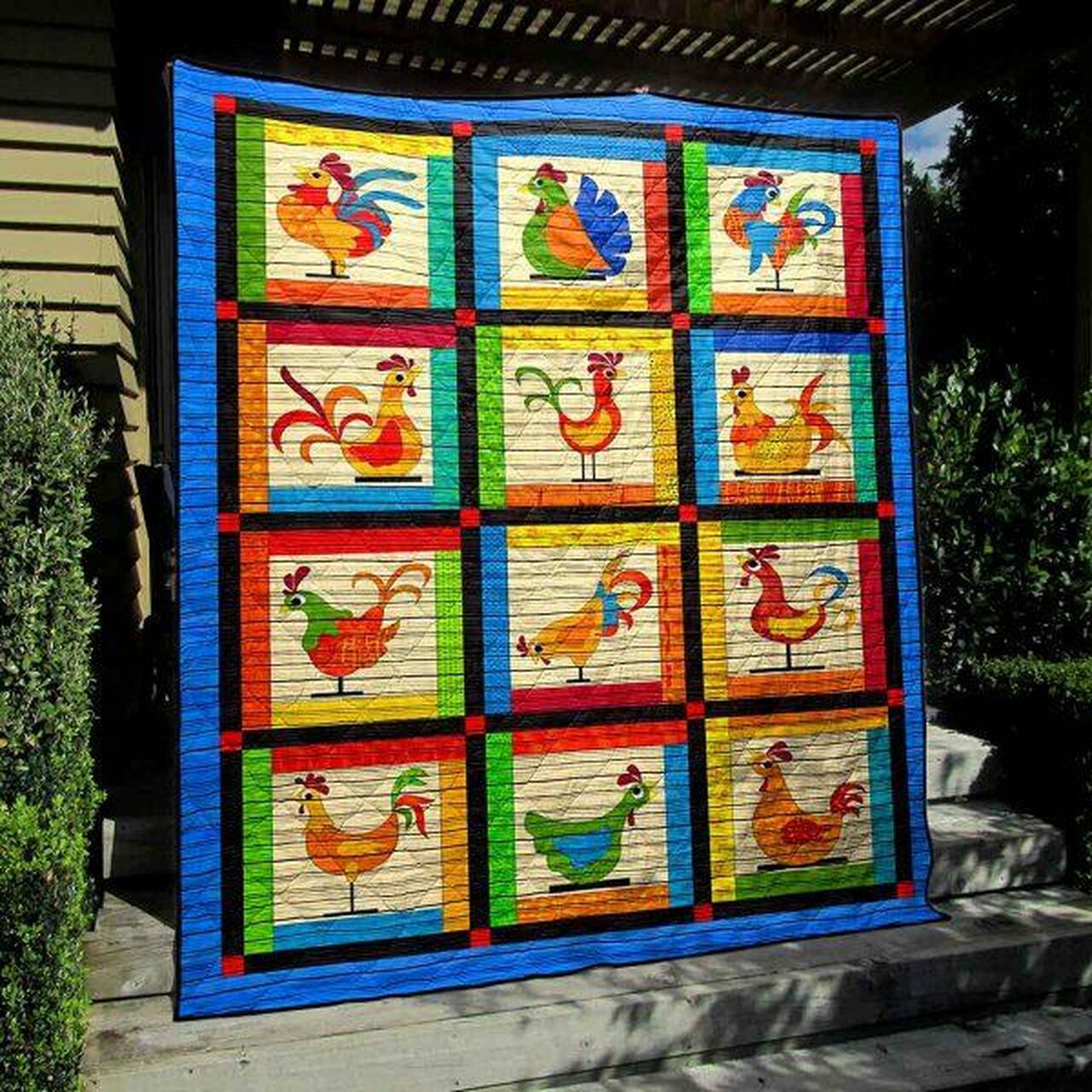 Personalized Happy Chicken Quilt Bedding Set - Ideal Gift for Animal Lovers