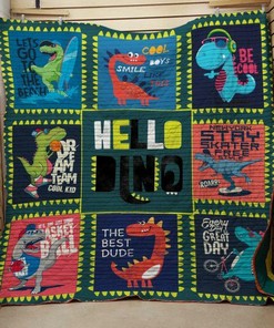 Personalized Hello Dino Quilt Bedding Set - Perfect for Home Decoration and Family Gifts