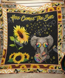 Personalized Hippie Elephant Quilt Blanket Bedding Set - Perfect for Bedroom Decor and Family Gifts