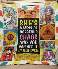 Personalized Hippie Girl Quilt Bedding Set Blanket - Ideal for Home Decoration and Family Gifts