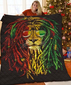 Personalized Hippie Lion Quilt Blanket Bed Set - Great for Bedroom Decor and Family Gifts