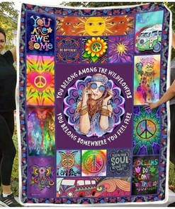 Personalized Hippie Quilt Bedding Set - Add Your Own Name or Quote - Ideal for Home Decoration and Picnics