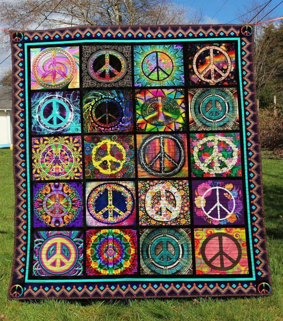 Personalized Hippie Quilt Bedding Set Blanket - Perfect Gifts for Family and Bedroom Decor