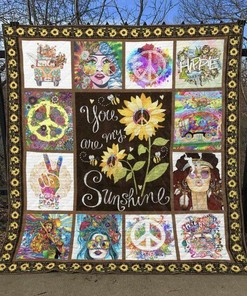 Personalized Hippie Sunshine Quilt Blanket Bedding Set - Great for Bedroom Decor and Family Gifts