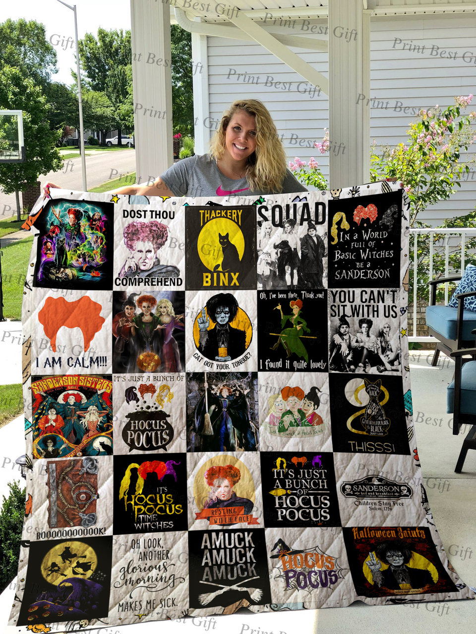 Personalized Hocus Pocus Halloween Poster Quilt Bedding Set - Perfect Gifts for Family and Bedroom Decor