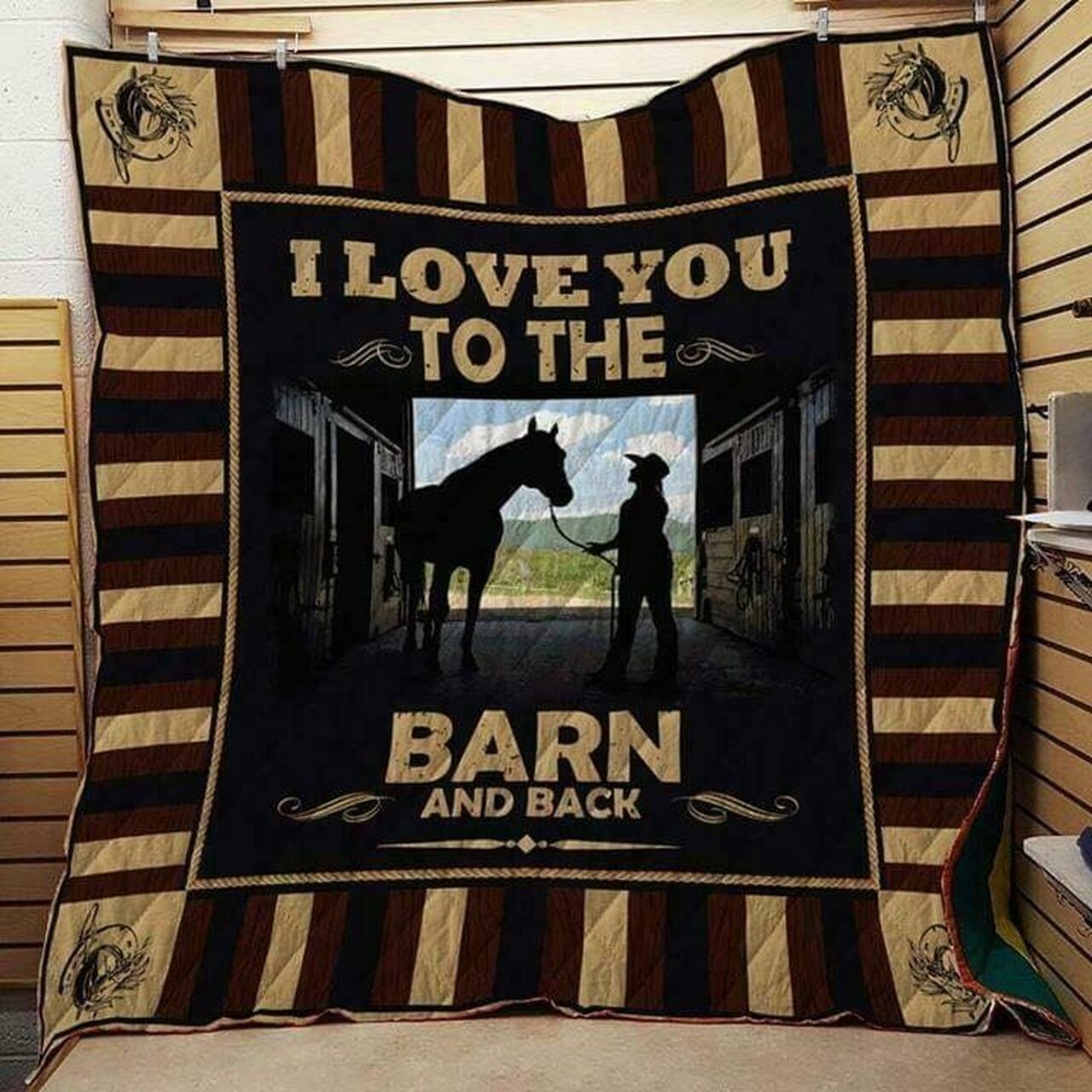 Personalized Horse I Love You To The Moon And Back Quilt Bedding Set, Great for Bedroom Decor and Family Gifts