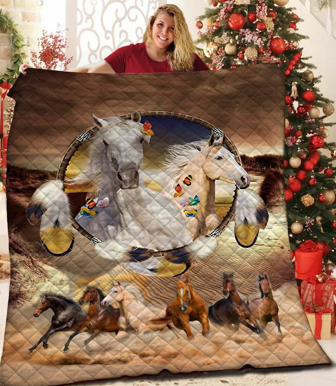 Personalized Horse Quilt Bedding Set, Add Your Own Touch to Your Bedroom and Family Gifts