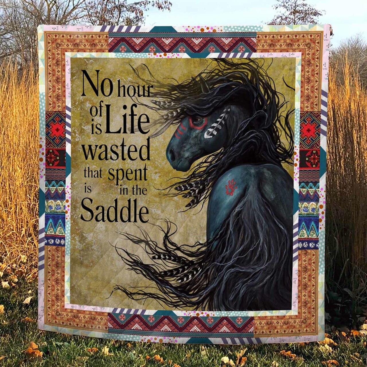 Personalized Horse Quilt Bedding Set - Customizable with Your Name or Quote - Perfect for Home