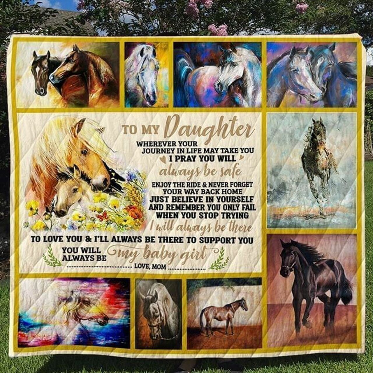 Personalized Horse Quilt Bedding Set, Perfect for Home Decoration and Picnics