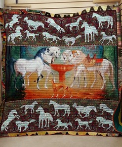 Personalized Horse Quilt Bedding Set for Home Decor and Picnics, Gift for Family
