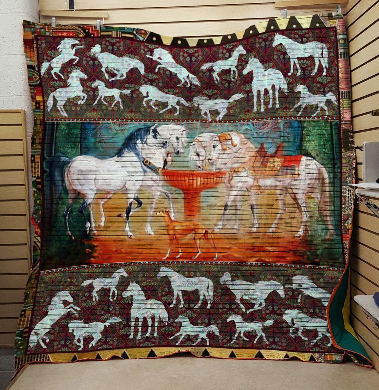 Personalized Horse Quilt Bedding Set for Home Decor and Picnics, Gift for Family