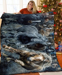 Personalized Horse Quilt Bedding Set for Picnic and Home Decoration, Perfect Gifts for Family