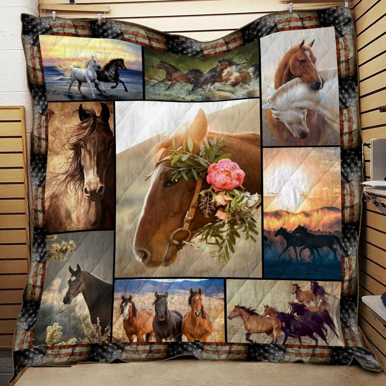 Personalized Horse Quilt Blanket and Bedding Set, Ideal for Horseback Riding Enthusiasts