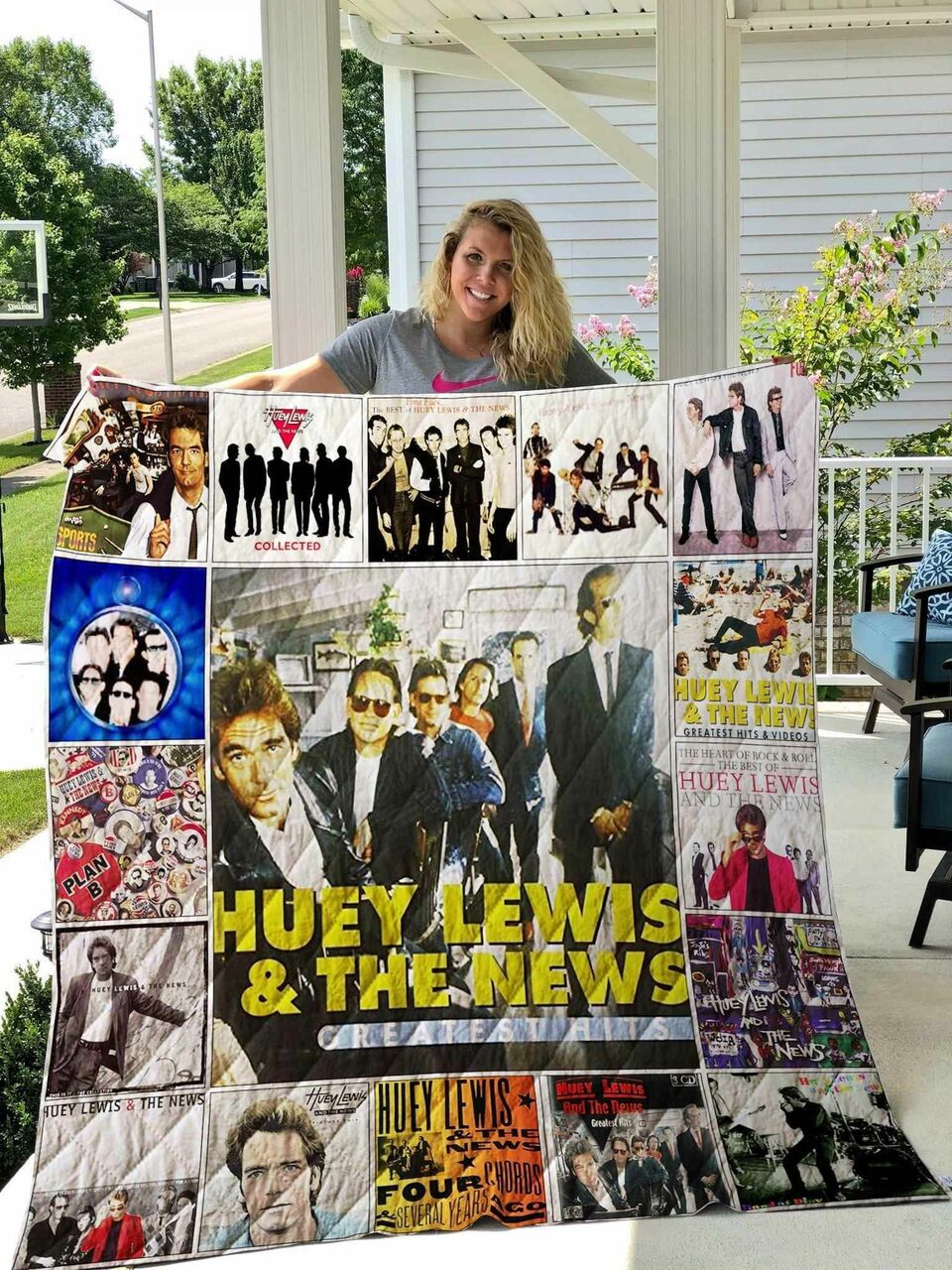 Personalized Huey Lewis The News Quilt Blanket Bedding Set for Bedroom Decor and Family Gifts