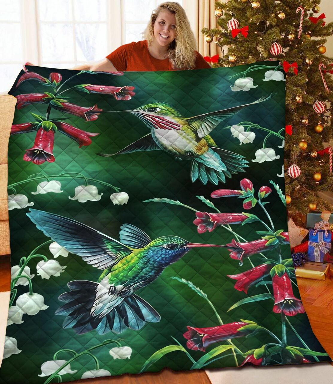 Personalized Hummingbird Quilt Bed Set Blanket for Home Decoration