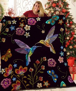 Personalized Hummingbird Quilt Bedding Set Blanket - Great for Home Decoration and Family Gifts
