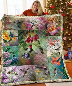 Personalized Hummingbird Quilt Bedding Set Blanket - Ideal for Bedroom Decor and Family Gifts