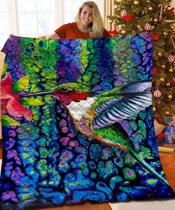 Personalized Hummingbird Quilt Blanket Bedding Set - Ideal for Bedroom Decor and Family Gifts