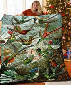 Personalized Hummingbird Quilt Blanket Bedding Set - Perfect for Bedroom Decor and Family Gifts