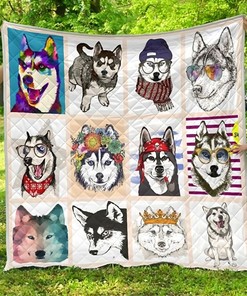 Personalized Husky Quilt Bedding Set for Picnic and Home Decoration, Perfect Gifts for Family