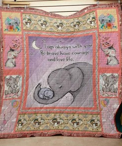 Personalized I Am Always With You Elephant Quilt Bedding Set - Ideal for Bedroom Decor and Family Gifts