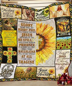 Personalized I Can Only Imagine Sunflower Jesus Quilt Bedding Set, Home Decor & Family Gifts
