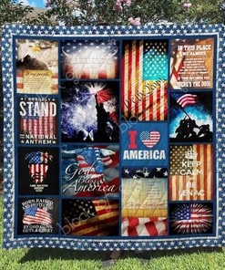 Personalized I Love America Quilt Blanket Bedding Set for Bedroom Decor and Family Gifts