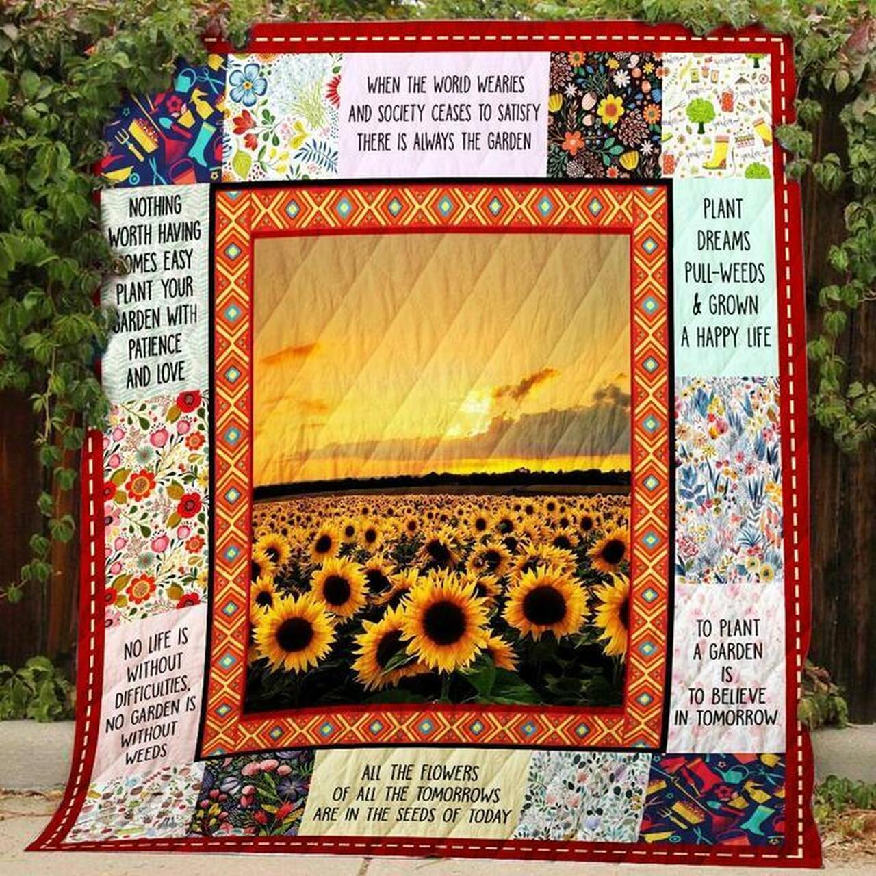 Personalized I Love Gardening Quilt Bedding Set Great for Bedroom Decor and Family Gifts
