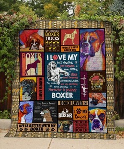 Personalized I Love My Boxer Quilt Blanket Bedding Set - Gifts for Family and Bedroom Decor