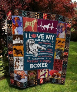 Personalized I Love My Boxer Quilt Blanket Bedding Set - Great for Bedroom Decor and Family Gifts