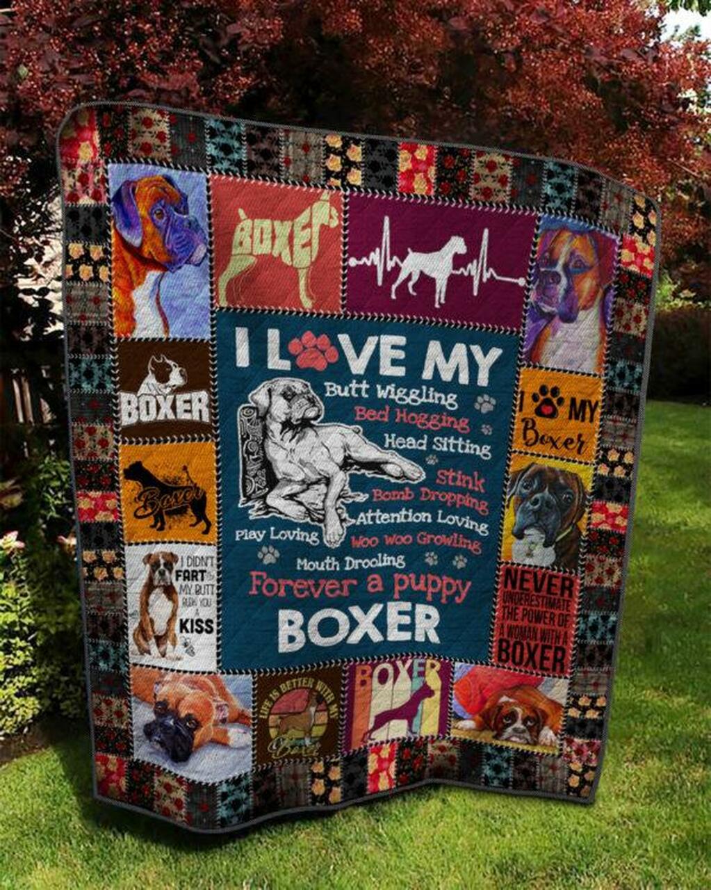 Personalized I Love My Boxer Quilt Blanket Bedding Set - Great for Bedroom Decor and Family Gifts