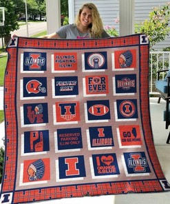 Personalized Illinois Fighting Illini Quilt Blanket Bedding Set for Home Decoration and Gifts for Fans