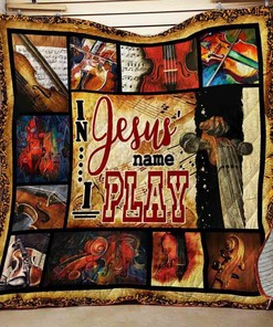 Personalized In Jesus Name I Play Cellos Quilt Bedding Set for Bedroom Decor and Family Gifts