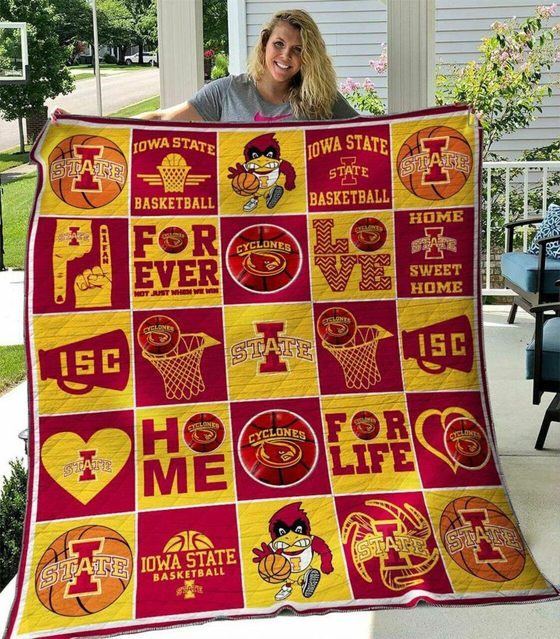 Personalized Iowa State Cyclones Quilt Bedding Set Blanket - Suitable for Home Decoration and Family Gifts