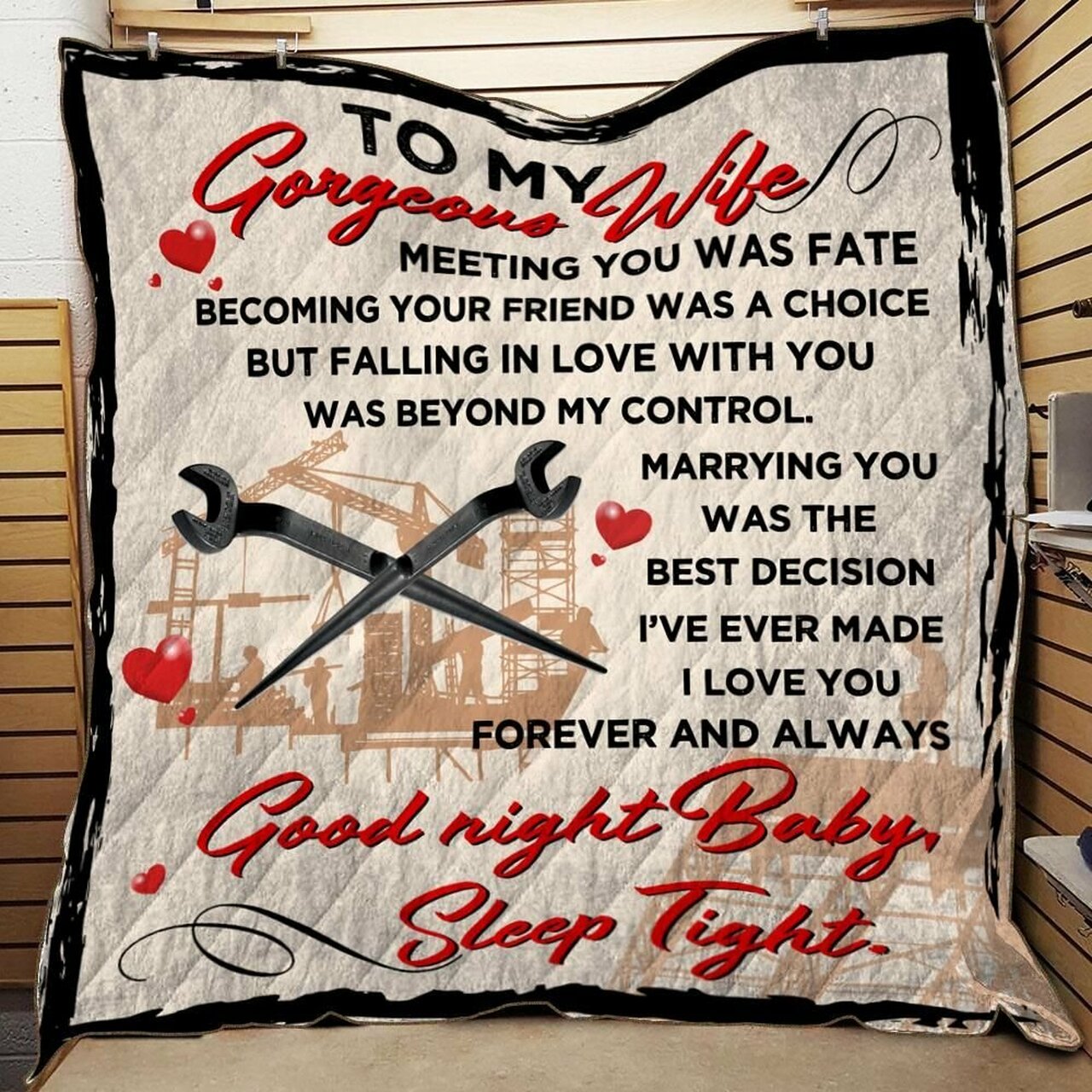 Personalized Ironworker Wife Awesome Quilt Blanket Bedding Set - Great for Bedroom Decor and Family Gifts