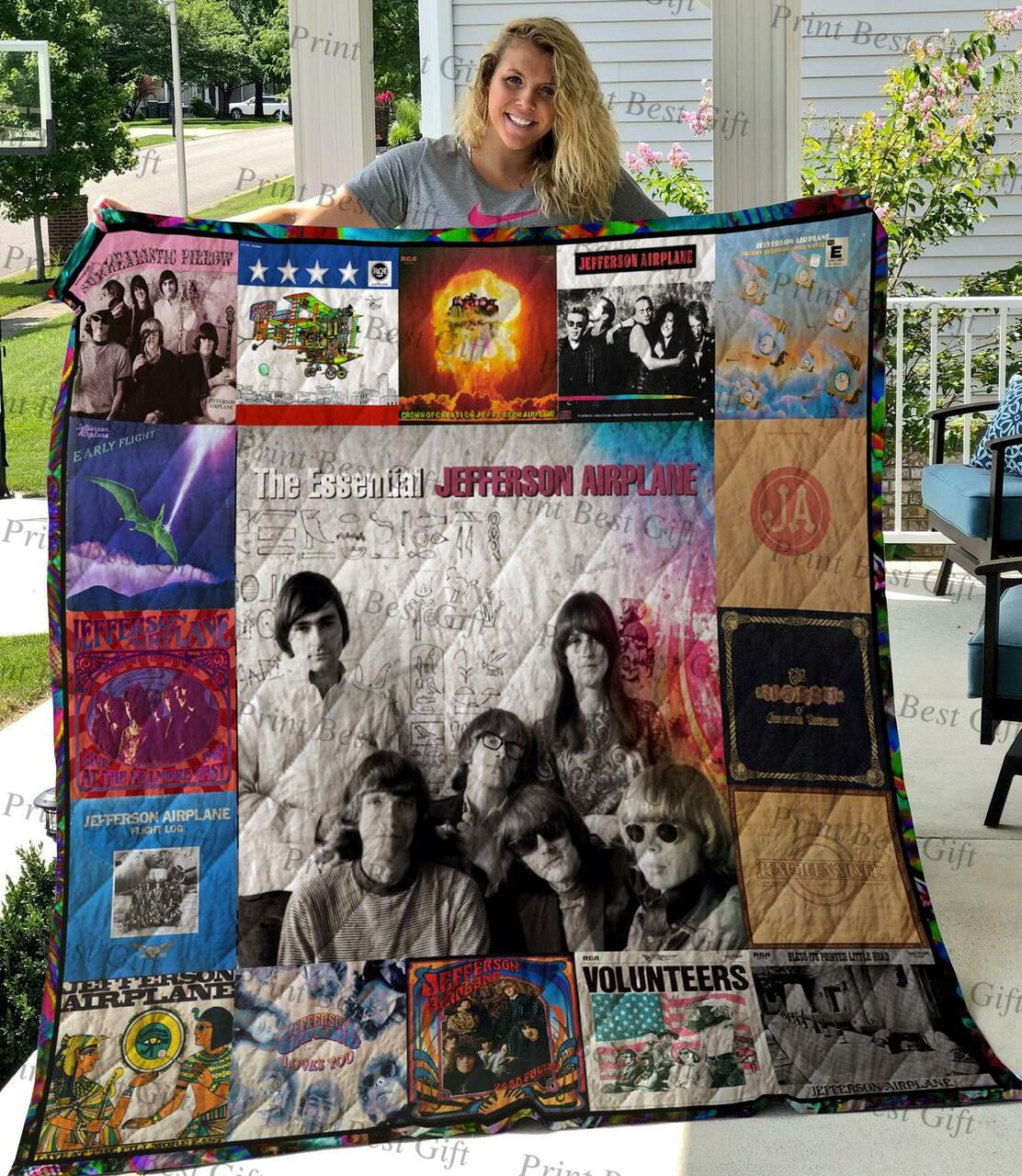 Personalized Jefferson Airplane M310746 Quilt Bedding Set Blanket, Home Decor & Family Gifts