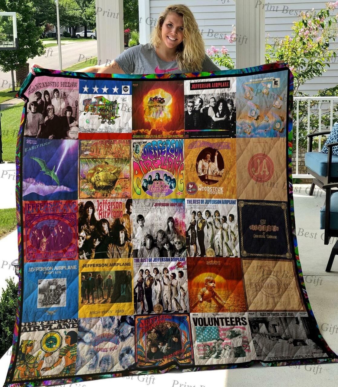 Personalized Jefferson Airplane M310747 Quilt Bedding Set Blanket, Home Decor & Family Gifts