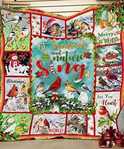 Personalized Joy to the World Christmas Birds Quilt Bedding Set for Home Decoration and Family Gifts