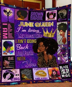 Personalized June Girl Black Queen Quilt Bedding Set Blanket - Ideal for Family Gifts