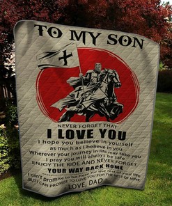 Personalized Knight To My Son From Dad Cool Knight Art Quilt Bedding Set Blanket FatherS Day