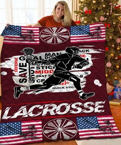 Personalized Lacrosse Quilt Blanket for Home Decoration and Family Gifts