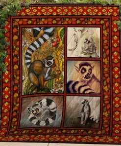 Personalized Lemur Quilt Bedding Set for Bedroom Decor, Perfect Gifts for Family